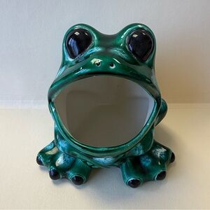 Vintage 70s Ceramic Frog Sponge Scrubby Holder Kitchen Organizer Sink Accessory.